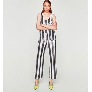 New Zara black and white sequin pants NWOT